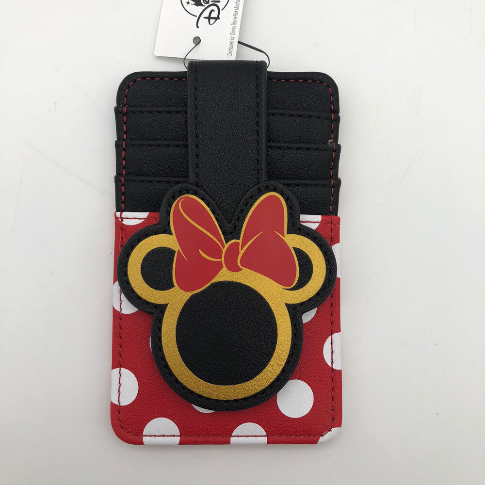 Disney Parks Wallet Minnie Mouse Slim ID Cardholder Gold Silhouette Dots & Bow